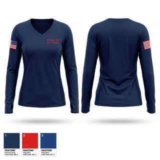 Womens Long Sleeve Vneck Shirt, Pleasant Hill Fire District, Fire Department, Teamtime, Team time, sublimation, custom sports apparel, team uniforms, spirit wear, spiritwear, sports uniforms, custom shirts, team store, custom team store, fundraiser sports, apparel fundraiser