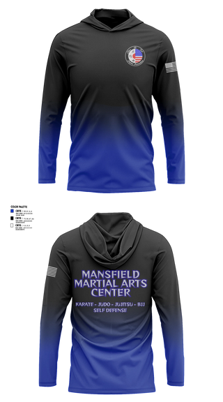 Long Sleeve hooded sunshirt, Mansfield Martial Arts Center, , Teamtime, Team time, sublimation, custom sports apparel, team uniforms, spirit wear, spiritwear, sports uniforms, custom shirts, team store, custom team store, fundraiser sports, apparel fundraiser