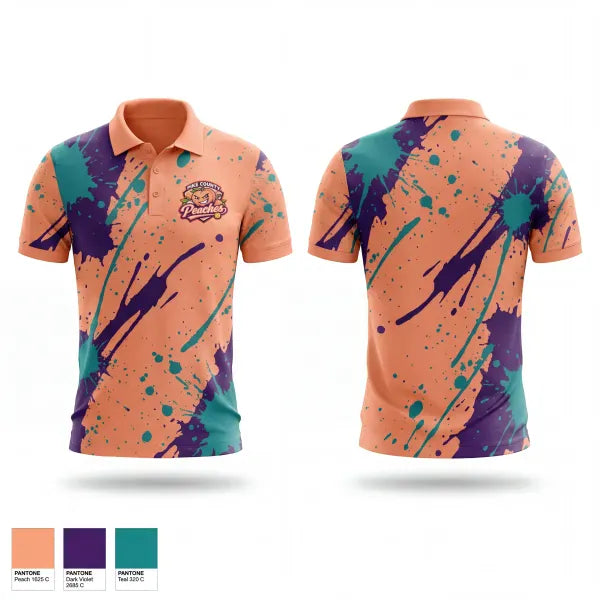 Short Sleeve Performance Polo, Pike County Peaches, Softball, Teamtime, Team time, sublimation, custom sports apparel, team uniforms, spirit wear, spiritwear, sports uniforms, custom shirts, team store, custom team store, fundraiser sports, apparel fundraiser