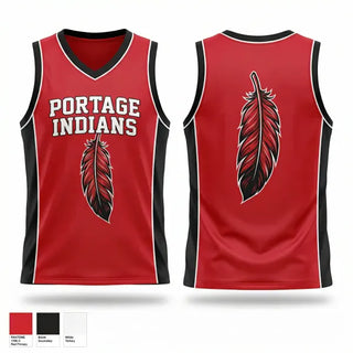Mens Basketball Jersey, Portage Indians, Men's Basketball, Teamtime, Team time, sublimation, custom sports apparel, team uniforms, spirit wear, spiritwear, sports uniforms, custom shirts, team store, custom team store, fundraiser sports, apparel fundraiser