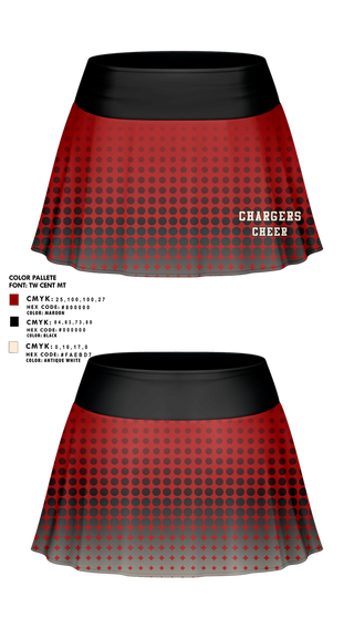 Skort, Chargers, Cheer, Teamtime, Team time, sublimation, custom sports apparel, team uniforms, spirit wear, spiritwear, sports uniforms, custom shirts, team store, custom team store, fundraiser sports, apparel fundraiser