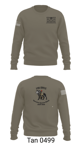 Crew Neck Sweatshirt, 136 EVCC, Army, Teamtime, Team time, sublimation, custom sports apparel, team uniforms, spirit wear, spiritwear, sports uniforms, custom shirts, team store, custom team store, fundraiser sports, apparel fundraiser
