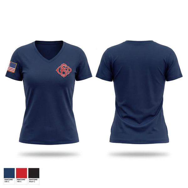 Womens Short Sleeve Vneck Shirt, Central Stickney Fire, Fire Department, Teamtime, Team time, sublimation, custom sports apparel, team uniforms, spirit wear, spiritwear, sports uniforms, custom shirts, team store, custom team store, fundraiser sports, apparel fundraiser