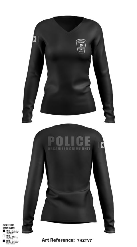 Womens Long Sleeve Vneck Shirt, , Police, Teamtime, Team time, sublimation, custom sports apparel, team uniforms, spirit wear, spiritwear, sports uniforms, custom shirts, team store, custom team store, fundraiser sports, apparel fundraiser