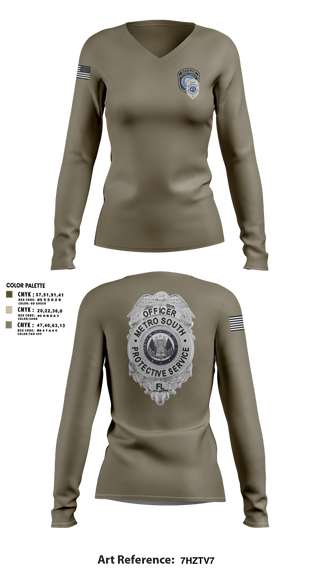 Womens Long Sleeve Vneck Shirt, METRO SOUTH PROTECTIVE SERVICE, , Teamtime, Team time, sublimation, custom sports apparel, team uniforms, spirit wear, spiritwear, sports uniforms, custom shirts, team store, custom team store, fundraiser sports, apparel fundraiser