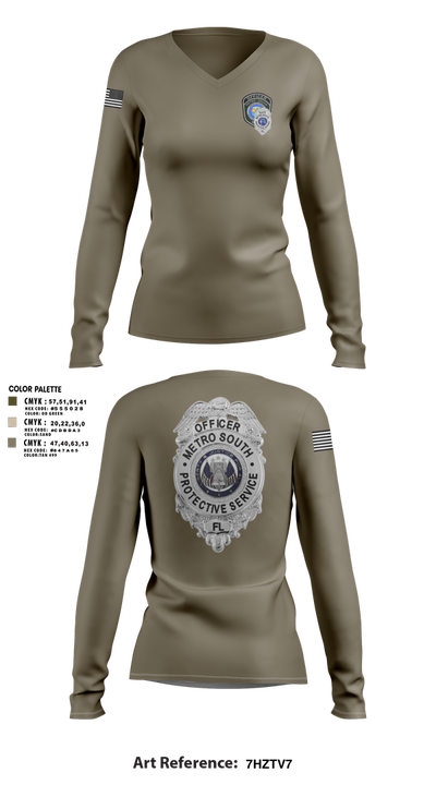METRO SOUTH PROTECTIVE SERVICE 25947378 Women's Long Sleeve V-neck Shirt - 3