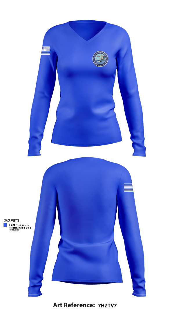 Womens Long Sleeve Vneck Shirt, Tarrytown Flotilla 014-06-06, Coast Guard, Teamtime, Team time, sublimation, custom sports apparel, team uniforms, spirit wear, spiritwear, sports uniforms, custom shirts, team store, custom team store, fundraiser sports, apparel fundraiser