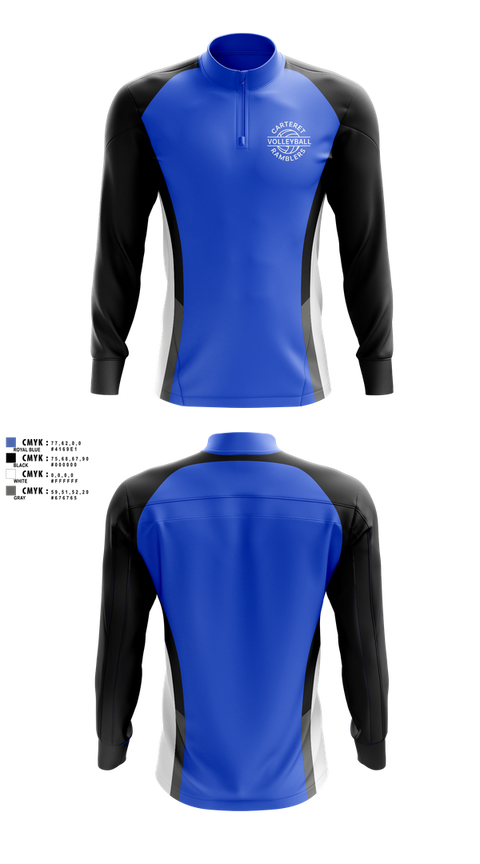 Quarter Zip Jacket, Carteret Ramblers Volleyball, Women's Volleyball, Teamtime, Team time, sublimation, custom sports apparel, team uniforms, spirit wear, spiritwear, sports uniforms, custom shirts, team store, custom team store, fundraiser sports, apparel fundraiser