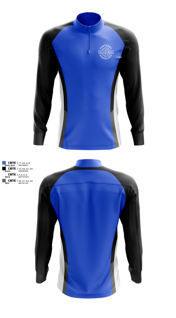 Quarter Zip Jacket, Carteret Ramblers Volleyball, Women's Volleyball, Teamtime, Team time, sublimation, custom sports apparel, team uniforms, spirit wear, spiritwear, sports uniforms, custom shirts, team store, custom team store, fundraiser sports, apparel fundraiser