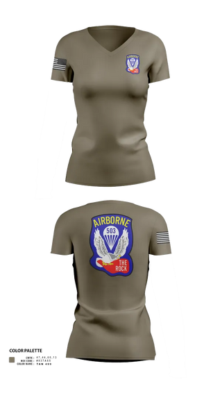 Womens Short Sleeve Vneck Shirt, 1st Battalion 503rd Infantry Regiment, , Teamtime, Team time, sublimation, custom sports apparel, team uniforms, spirit wear, spiritwear, sports uniforms, custom shirts, team store, custom team store, fundraiser sports, apparel fundraiser
