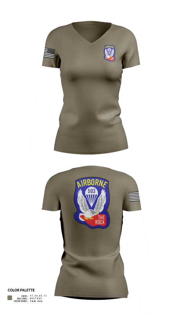 Womens Short Sleeve Vneck Shirt, 1st Battalion 503rd Infantry Regiment, , Teamtime, Team time, sublimation, custom sports apparel, team uniforms, spirit wear, spiritwear, sports uniforms, custom shirts, team store, custom team store, fundraiser sports, apparel fundraiser
