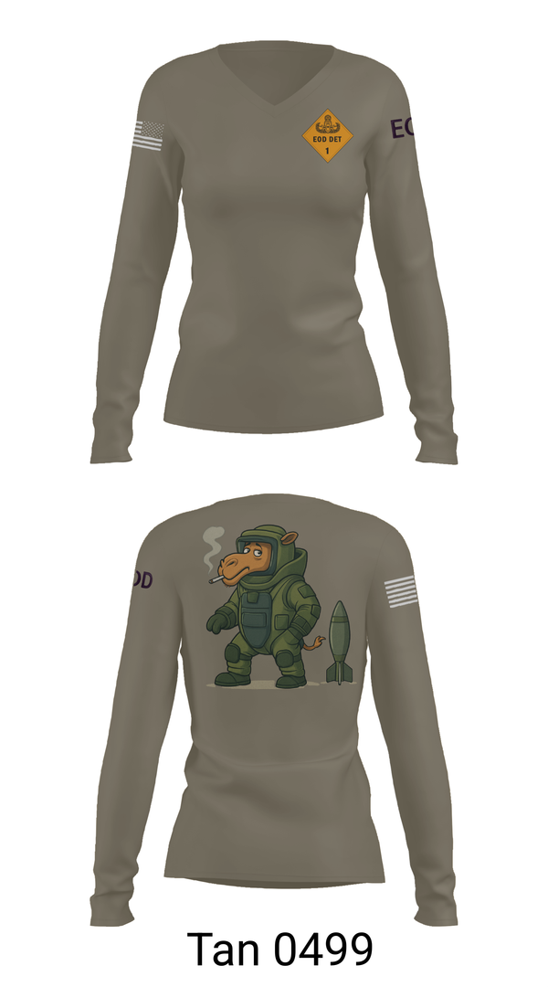 Womens Long Sleeve Vneck Shirt, 1st EOD DET, , Teamtime, Team time, sublimation, custom sports apparel, team uniforms, spirit wear, spiritwear, sports uniforms, custom shirts, team store, custom team store, fundraiser sports, apparel fundraiser