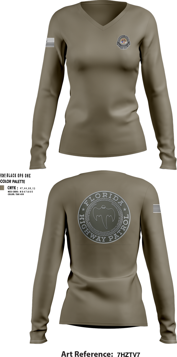 Womens Long Sleeve Vneck Shirt, Florida Highway Patrol, , Teamtime, Team time, sublimation, custom sports apparel, team uniforms, spirit wear, spiritwear, sports uniforms, custom shirts, team store, custom team store, fundraiser sports, apparel fundraiser