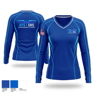 Womens Long Sleeve Vneck Shirt, JETS, EMS/EMT, Teamtime, Team time, sublimation, custom sports apparel, team uniforms, spirit wear, spiritwear, sports uniforms, custom shirts, team store, custom team store, fundraiser sports, apparel fundraiser