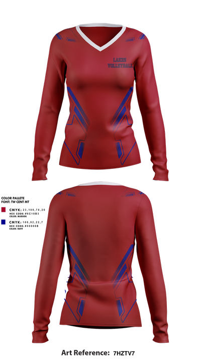 Lakes Volleyball 18703267 Women's Long Sleeve V-neck Shirt - 1