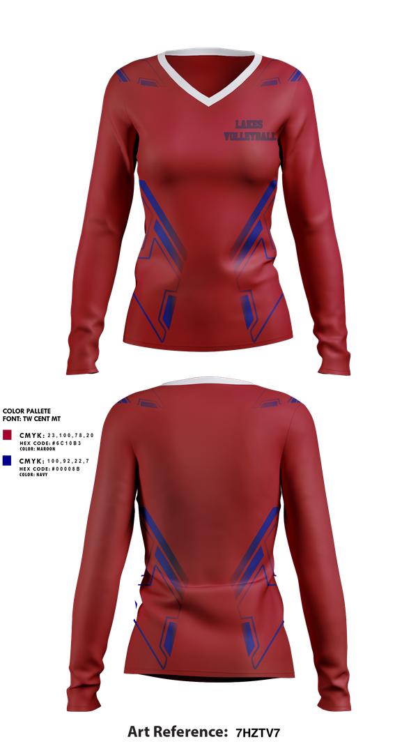 Womens Long Sleeve Vneck Shirt, Lakes Volleyball, Women's Volleyball, Teamtime, Team time, sublimation, custom sports apparel, team uniforms, spirit wear, spiritwear, sports uniforms, custom shirts, team store, custom team store, fundraiser sports, apparel fundraiser