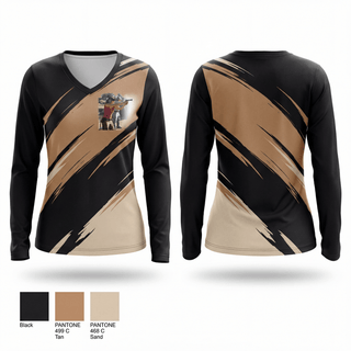 Womens Long Sleeve Vneck Shirt, Warrior Tactical, , Teamtime, Team time, sublimation, custom sports apparel, team uniforms, spirit wear, spiritwear, sports uniforms, custom shirts, team store, custom team store, fundraiser sports, apparel fundraiser