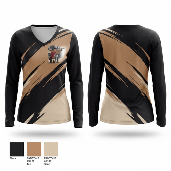 Womens Long Sleeve Vneck Shirt, Warrior Tactical, , Teamtime, Team time, sublimation, custom sports apparel, team uniforms, spirit wear, spiritwear, sports uniforms, custom shirts, team store, custom team store, fundraiser sports, apparel fundraiser