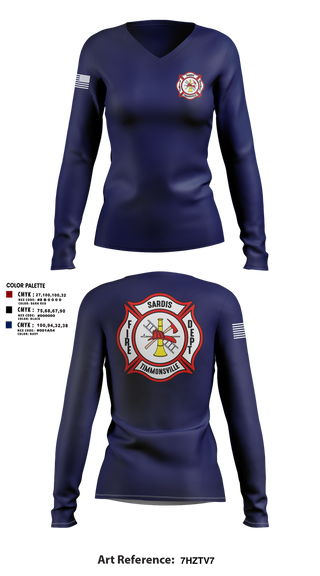 Womens Long Sleeve Vneck Shirt, Sardis-Timmonsville fire department station 1, , Teamtime, Team time, sublimation, custom sports apparel, team uniforms, spirit wear, spiritwear, sports uniforms, custom shirts, team store, custom team store, fundraiser sports, apparel fundraiser