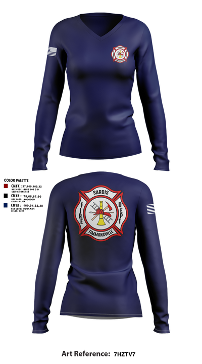 Sardis-Timmonsville fire department station 1 32598145 Women's Long Sleeve V-neck Shirt - 2