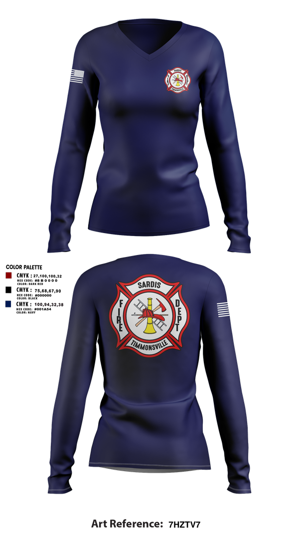 Womens Long Sleeve Vneck Shirt, Sardis-Timmonsville fire department station 1, , Teamtime, Team time, sublimation, custom sports apparel, team uniforms, spirit wear, spiritwear, sports uniforms, custom shirts, team store, custom team store, fundraiser sports, apparel fundraiser