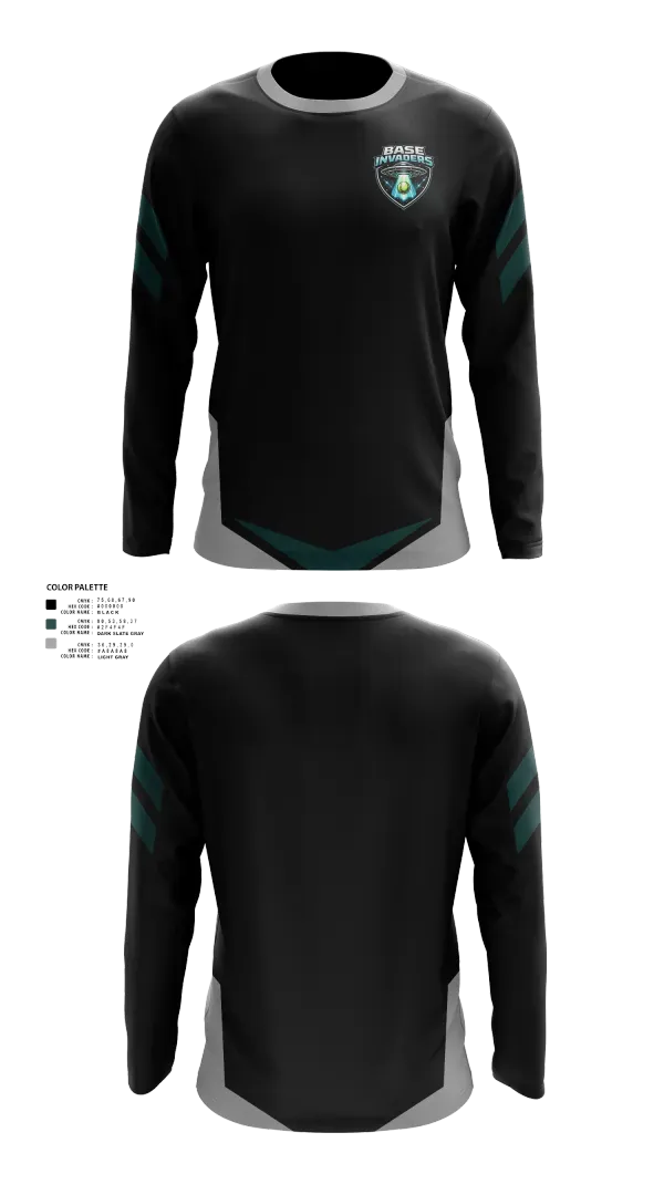 Long Sleeve Performance Shirt, Base Invaders, Softball, Teamtime, Team time, sublimation, custom sports apparel, team uniforms, spirit wear, spiritwear, sports uniforms, custom shirts, team store, custom team store, fundraiser sports, apparel fundraiser