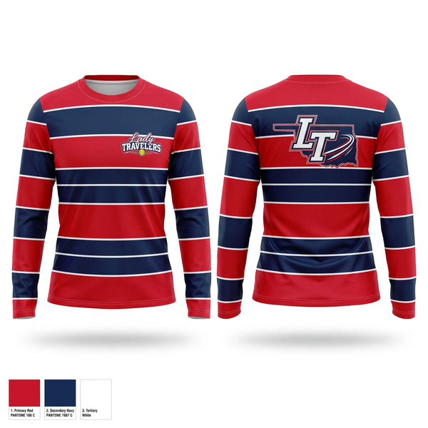 Long Sleeve Performance Shirt, Lady Travelers, Softball, Teamtime, Team time, sublimation, custom sports apparel, team uniforms, spirit wear, spiritwear, sports uniforms, custom shirts, team store, custom team store, fundraiser sports, apparel fundraiser