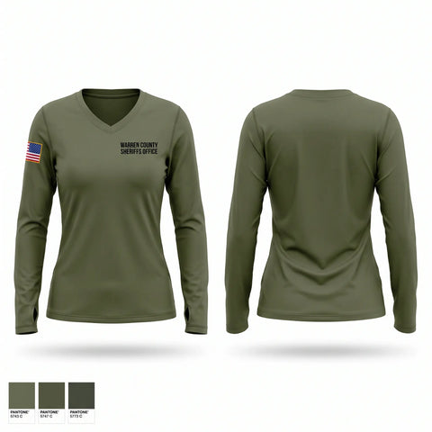 Womens Long Sleeve Vneck Shirt, Warren County Sheriff’s Office, Police, Teamtime, Team time, sublimation, custom sports apparel, team uniforms, spirit wear, spiritwear, sports uniforms, custom shirts, team store, custom team store, fundraiser sports, apparel fundraiser