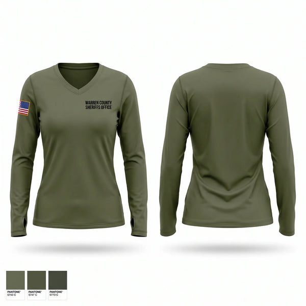 Womens Long Sleeve Vneck Shirt, Warren County Sheriff’s Office, Police, Teamtime, Team time, sublimation, custom sports apparel, team uniforms, spirit wear, spiritwear, sports uniforms, custom shirts, team store, custom team store, fundraiser sports, apparel fundraiser