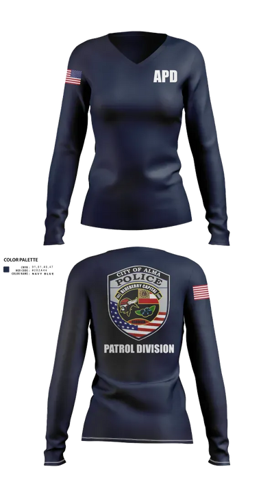 Alma Police Department 36149502 Women's Long Sleeve V-neck Shirt - 22