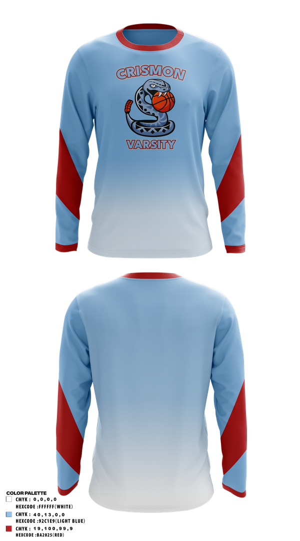 Long Sleeve Performance Shirt, Crismon Rattlers, Women's Basketball, Teamtime, Team time, sublimation, custom sports apparel, team uniforms, spirit wear, spiritwear, sports uniforms, custom shirts, team store, custom team store, fundraiser sports, apparel fundraiser