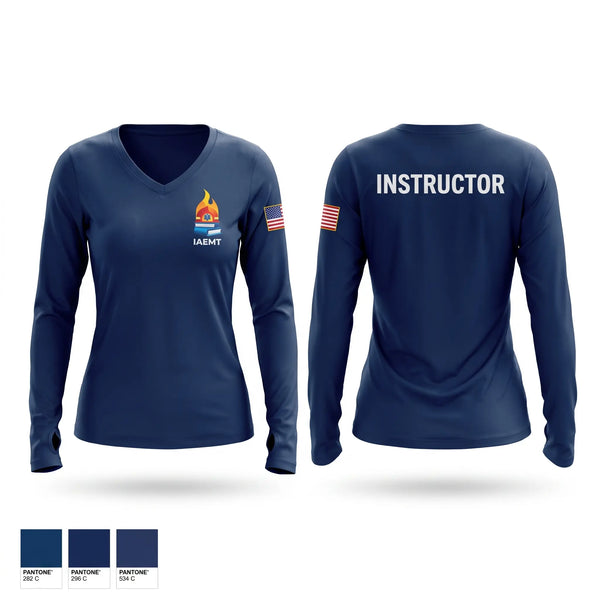 Womens Long Sleeve Vneck Shirt, IAEMT, EMS/EMT, Teamtime, Team time, sublimation, custom sports apparel, team uniforms, spirit wear, spiritwear, sports uniforms, custom shirts, team store, custom team store, fundraiser sports, apparel fundraiser