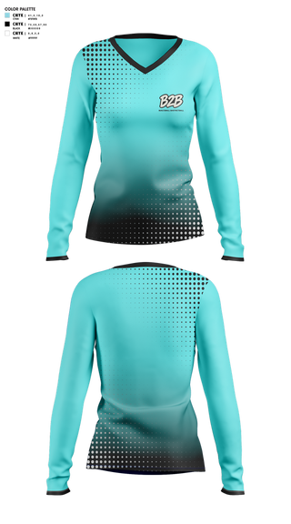Womens Long Sleeve Vneck Shirt, Built2Ball, Women's Basketball, Teamtime, Team time, sublimation, custom sports apparel, team uniforms, spirit wear, spiritwear, sports uniforms, custom shirts, team store, custom team store, fundraiser sports, apparel fundraiser