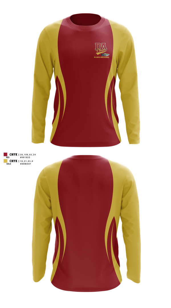 Long Sleeve Performance Shirt, De Anza High School, Spirit Store, Teamtime, Team time, sublimation, custom sports apparel, team uniforms, spirit wear, spiritwear, sports uniforms, custom shirts, team store, custom team store, fundraiser sports, apparel fundraiser