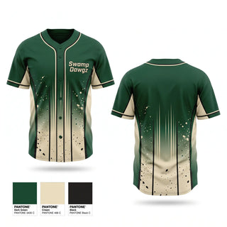 Full Button Baseball Jersey, Swamp Dawgz, Baseball, Teamtime, Team time, sublimation, custom sports apparel, team uniforms, spirit wear, spiritwear, sports uniforms, custom shirts, team store, custom team store, fundraiser sports, apparel fundraiser