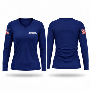 Womens Long Sleeve Vneck Shirt, Webster Groves Police Department, Police, Teamtime, Team time, sublimation, custom sports apparel, team uniforms, spirit wear, spiritwear, sports uniforms, custom shirts, team store, custom team store, fundraiser sports, apparel fundraiser