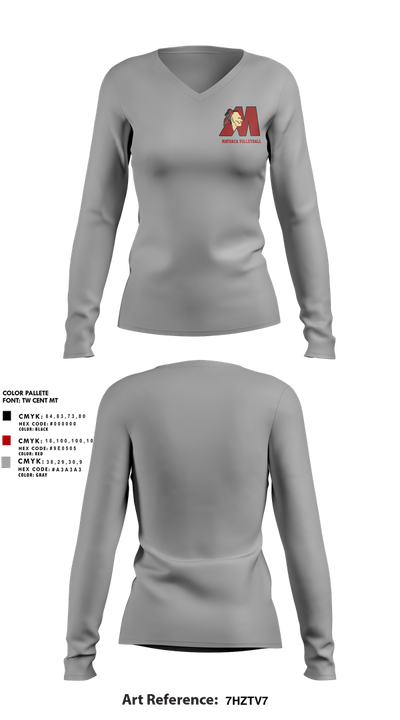Matoaca High School Volleyball 72372145 Women's Long Sleeve V-neck Shirt - 4