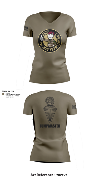 Womens Short Sleeve Vneck Shirt, 360 CA BDE (Airborne), Army, Teamtime, Team time, sublimation, custom sports apparel, team uniforms, spirit wear, spiritwear, sports uniforms, custom shirts, team store, custom team store, fundraiser sports, apparel fundraiser