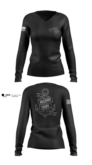 Womens Long Sleeve Vneck Shirt, Belmar Ems 378, EMS/EMT, Teamtime, Team time, sublimation, custom sports apparel, team uniforms, spirit wear, spiritwear, sports uniforms, custom shirts, team store, custom team store, fundraiser sports, apparel fundraiser
