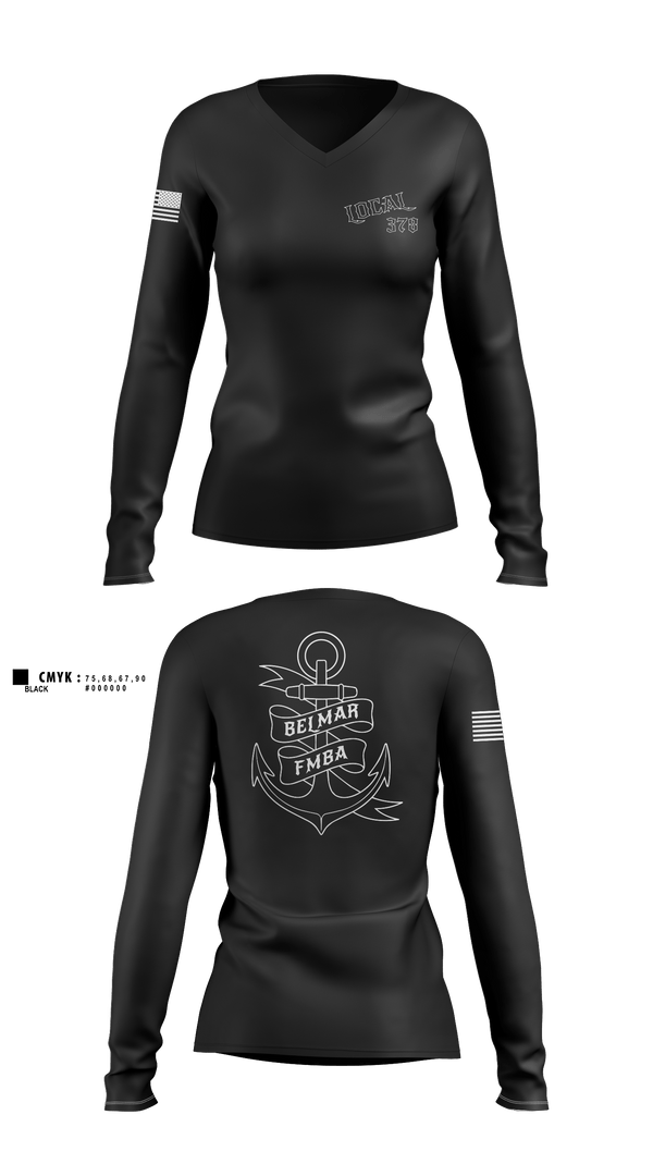 Womens Long Sleeve Vneck Shirt, Belmar Ems 378, EMS/EMT, Teamtime, Team time, sublimation, custom sports apparel, team uniforms, spirit wear, spiritwear, sports uniforms, custom shirts, team store, custom team store, fundraiser sports, apparel fundraiser