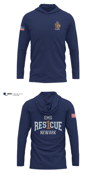 Long Sleeve Hooded Sun Shirt, University Hospital EMS Rescue, EMS/EMT, Teamtime, Team time, sublimation, custom sports apparel, team uniforms, spirit wear, spiritwear, sports uniforms, custom shirts, team store, custom team store, fundraiser sports, apparel fundraiser