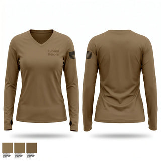 Womens Long Sleeve Vneck Shirt, Funeral Honors, National Guard, Teamtime, Team time, sublimation, custom sports apparel, team uniforms, spirit wear, spiritwear, sports uniforms, custom shirts, team store, custom team store, fundraiser sports, apparel fundraiser