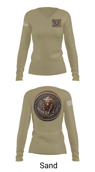 Womens Long Sleeve Vneck Shirt, Baybrook Army Recruiting Company, , Teamtime, Team time, sublimation, custom sports apparel, team uniforms, spirit wear, spiritwear, sports uniforms, custom shirts, team store, custom team store, fundraiser sports, apparel fundraiser