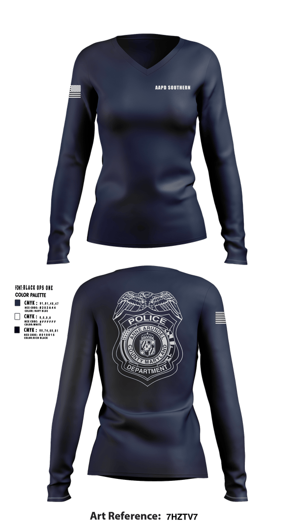 Womens Long Sleeve Vneck Shirt, AAPD Southern, Police, Teamtime, Team time, sublimation, custom sports apparel, team uniforms, spirit wear, spiritwear, sports uniforms, custom shirts, team store, custom team store, fundraiser sports, apparel fundraiser