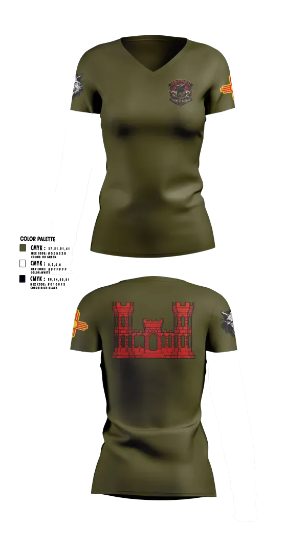Womens Short Sleeve Vneck Shirt, 333rd Engineer Detachment, Army, Teamtime, Team time, sublimation, custom sports apparel, team uniforms, spirit wear, spiritwear, sports uniforms, custom shirts, team store, custom team store, fundraiser sports, apparel fundraiser