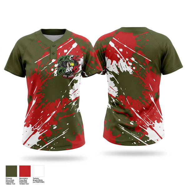 Two Button Softball Jersey, Cancel Cobras, Softball, Teamtime, Team time, sublimation, custom sports apparel, team uniforms, spirit wear, spiritwear, sports uniforms, custom shirts, team store, custom team store, fundraiser sports, apparel fundraiser