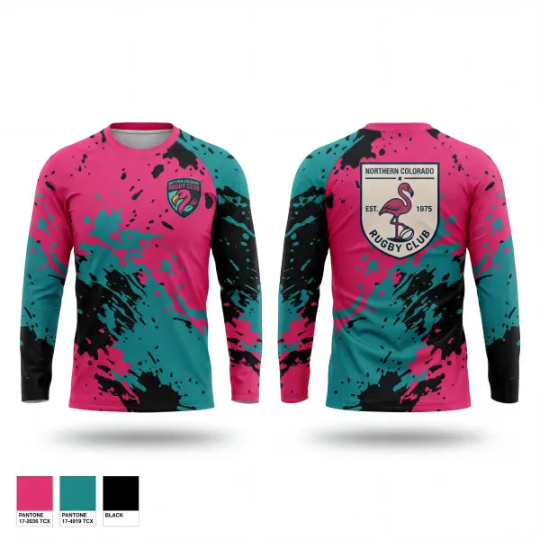 Long Sleeve Performance Shirt, NOCO Flamingos, Rugby, Teamtime, Team time, sublimation, custom sports apparel, team uniforms, spirit wear, spiritwear, sports uniforms, custom shirts, team store, custom team store, fundraiser sports, apparel fundraiser