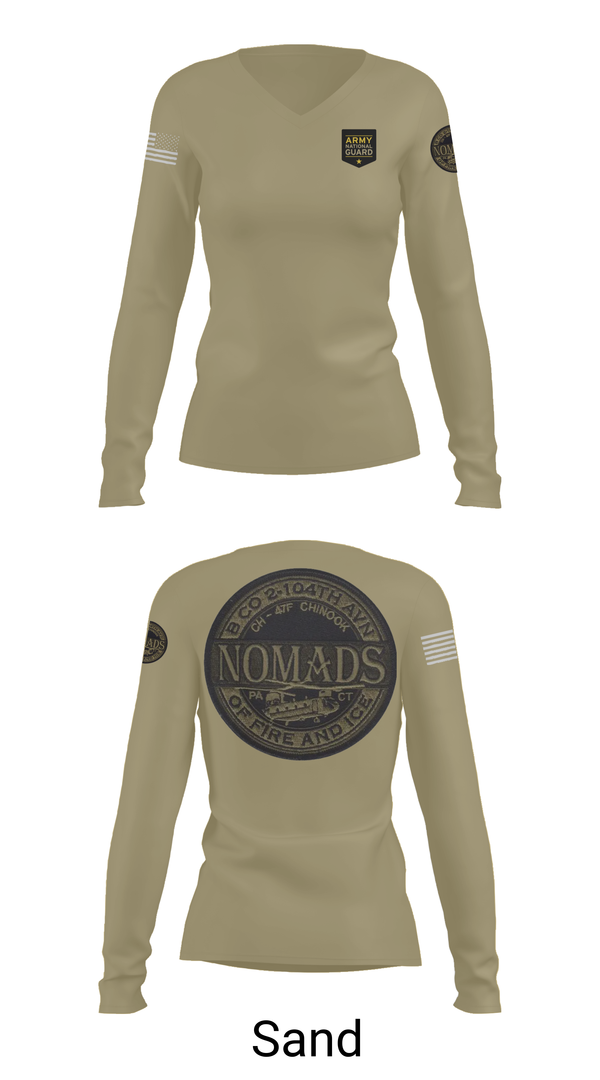 Womens Long Sleeve Vneck Shirt, E CO 169 AVN, National Guard, Teamtime, Team time, sublimation, custom sports apparel, team uniforms, spirit wear, spiritwear, sports uniforms, custom shirts, team store, custom team store, fundraiser sports, apparel fundraiser