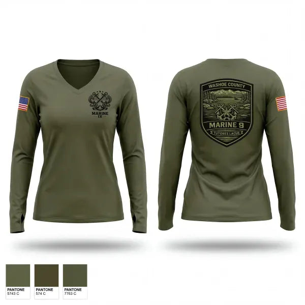 Womens Long Sleeve Vneck Shirt, Marine9, Police, Teamtime, Team time, sublimation, custom sports apparel, team uniforms, spirit wear, spiritwear, sports uniforms, custom shirts, team store, custom team store, fundraiser sports, apparel fundraiser