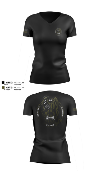 Womens Short Sleeve Vneck Shirt, Central Region K-9 unit, Police, Teamtime, Team time, sublimation, custom sports apparel, team uniforms, spirit wear, spiritwear, sports uniforms, custom shirts, team store, custom team store, fundraiser sports, apparel fundraiser